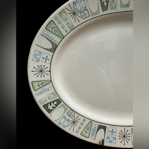 Vintage Atomic MCM Taylorstone Cathay Age Oval Serving Platter, Geometric Dish - Picture 4 of 8